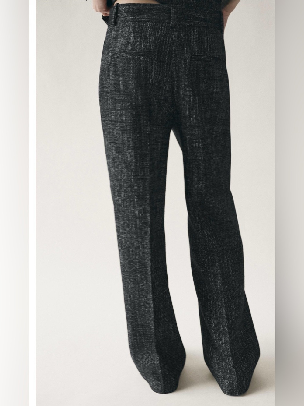 Zara Black Textured Wide-Leg Trousers - Picture 5 of 16